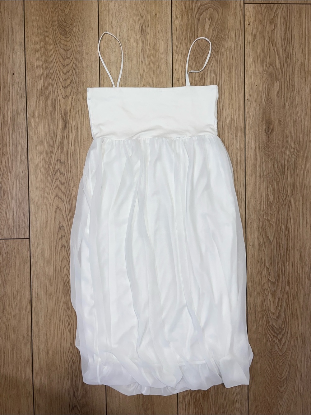 Zara White Spaghetti-Strap Chiffon Dress